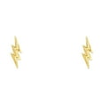 thumbnail image 1 of Flash Symbol Stud Earrings Solid 14k Yellow Gold Thunder Lightning Post Studs Diamond Cut 13 x 4 mm, 1 of 1