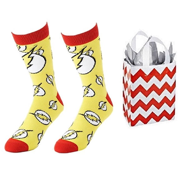 Flash Tossed Logo Men's Crew Socks and Bag - Multi-pack (Sock size 10-13)