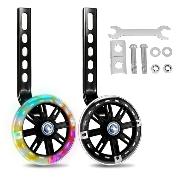 Flash Training Wheels, 1 Pair Training Wheels for 12 14 16 18 20 Inch Bicycle Assist Safety