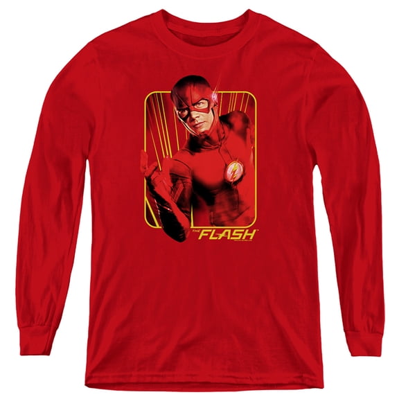Flash Tv Series Barry Bolts Kids Long Sleeve T Shirt (Medium) for Youth Boys and Girls, Red
