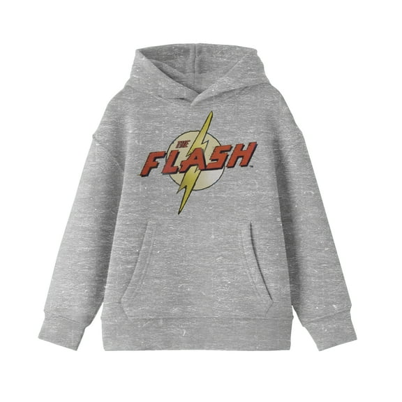 Flash Vintage Comics Logo Boy's Athletic Heather Sweatshirt-Medium