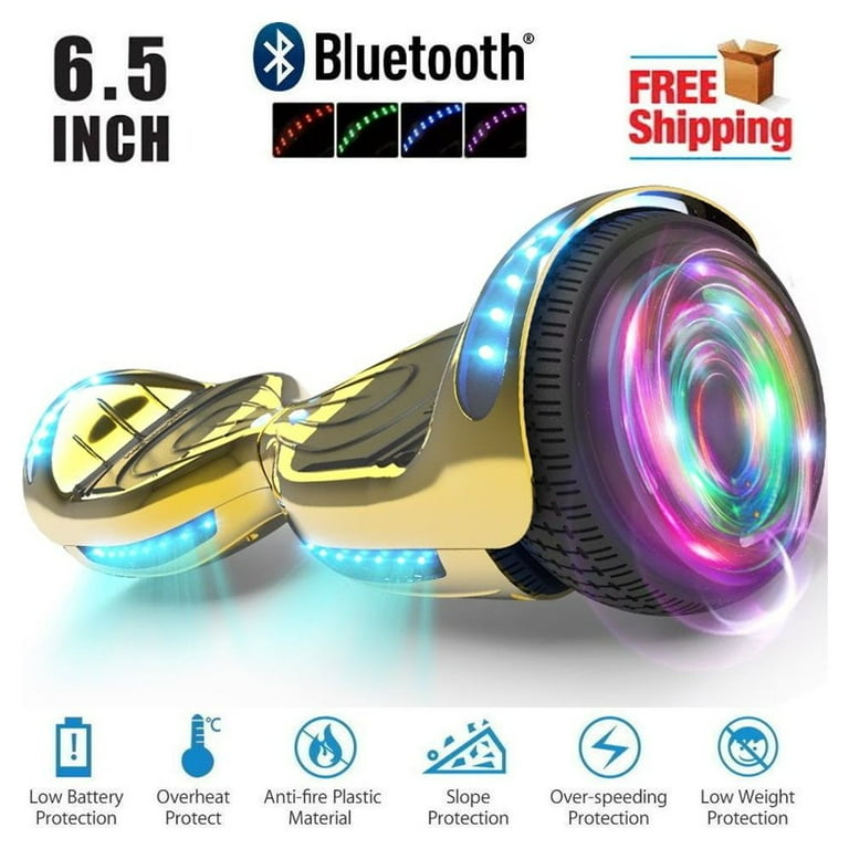 Flash Wheel Hoverboard 6.5 Bluetooth Speaker with LED Light Self Balancing Wheel Electric Scooter Chrome Gold Walmart