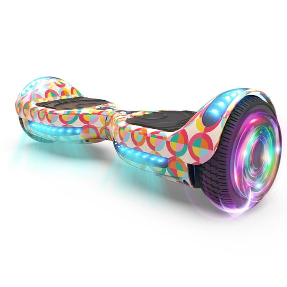 Flash Wheel Hoverboard 6.5" Bluetooth Speaker with LED Light Self Balancing Wheel Electric Scooter, Kaleidoscope