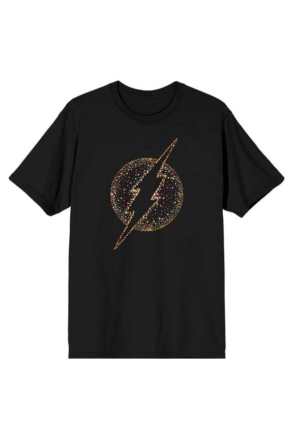 Flash Yellow Dots Logo Men's Black T-shirt-5XL