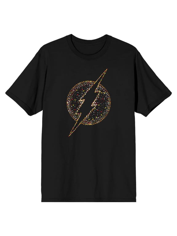 Flash Yellow Dots Logo Men's Black T-shirt-XS