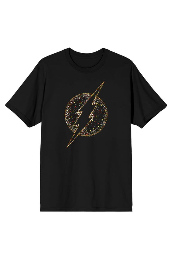 Flash Yellow Dots Logo Men's Black T-shirt-XXL