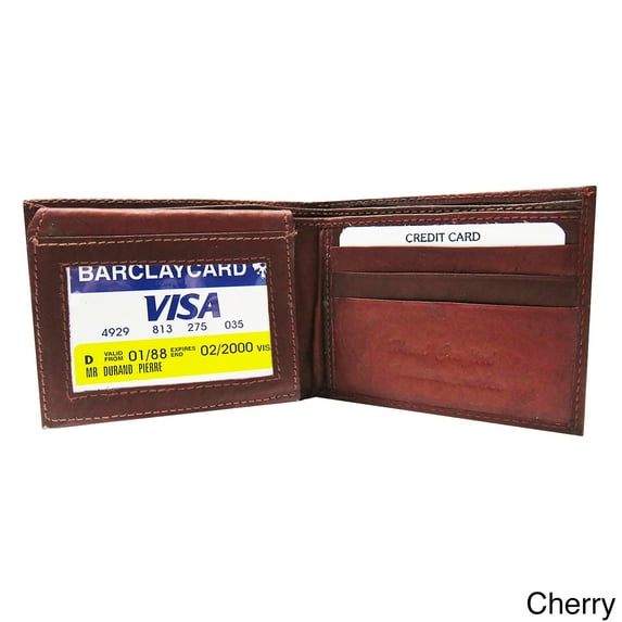 Flash eSales Men's Classic Bi-fold Genuine Leather Wallet Cherry