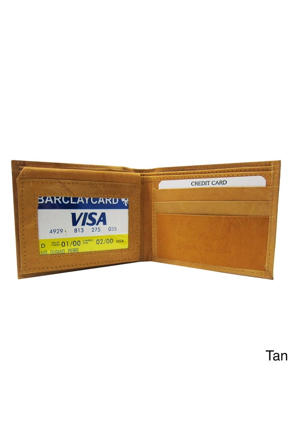 Flash eSales Men's Classic Bi-fold Genuine Leather Wallet Tan