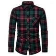 Flash Deal Mens Shirts Casual Shirts Men's Plaid Long Sleeved Lapel