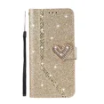 thumbnail image 1 of Flash wallet phone case with luxurious shiny heart shape suitable for iPhone 15 Pro leather case, with 2 card holders, wristbands, PU leather slots, and phone protection case, 1 of 4