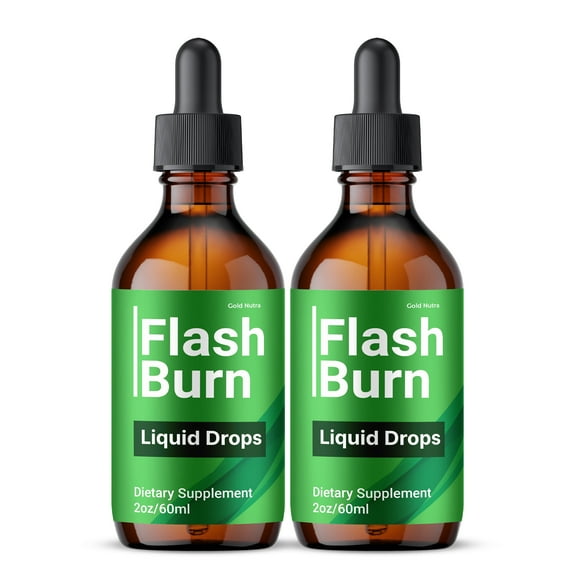 FlashBurn Drops Liquid Supplement, FlashBurn Supplement, All Natural Formula Premium Ingredients, Overall Wellness & Health 60 mL (2 Pack)