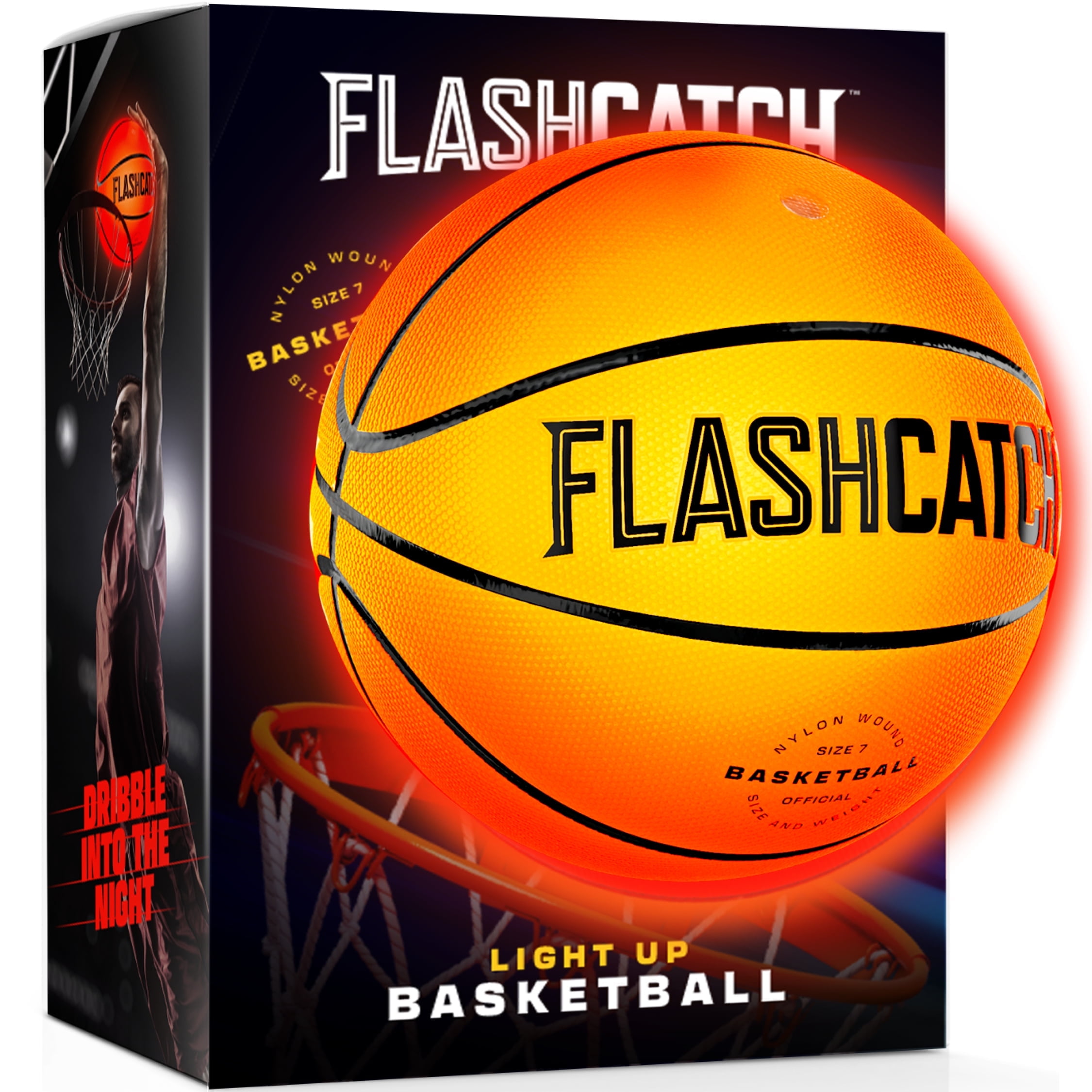 FlashCatch Light Up Basketball - Glow in the Dark Basketball - NO 7 - Sports Gifts For Boys & Girls 8-12+ Year Old - Kids & Teens Gift Ideas - Cool Boy Toys Glowing Ball Night Activity