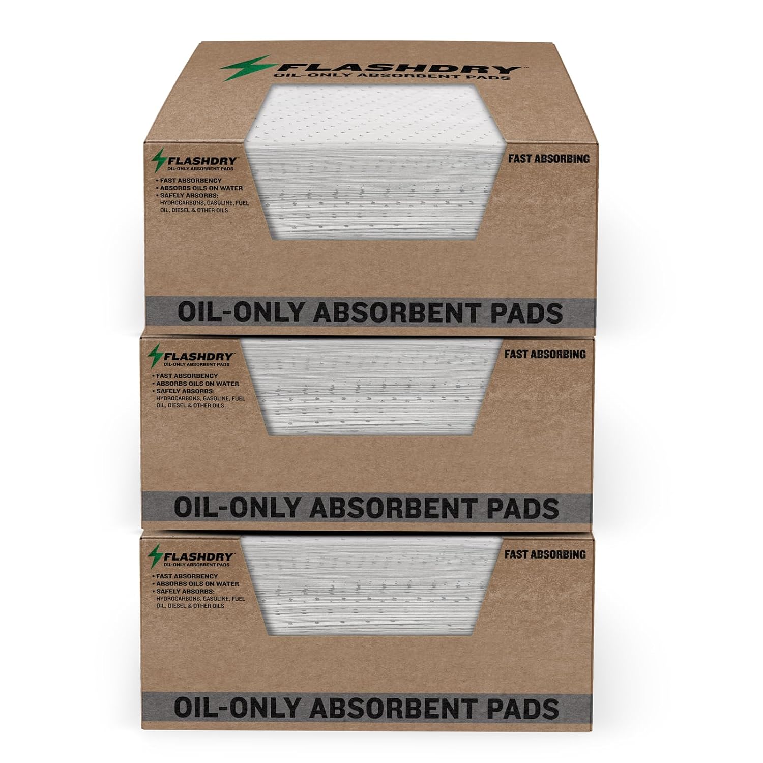 FlashDry Oil Absorbent Pads High Absorbency of OilBased Liquids