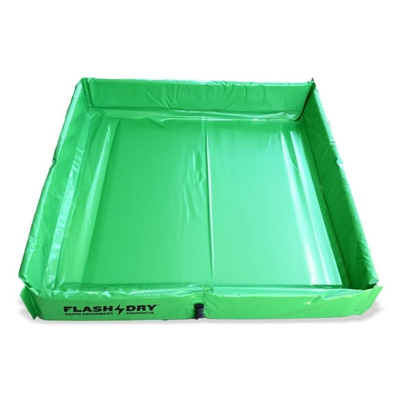 FlashDry 4' x 4' Portable Spill Containment Berm (Green) – Heavy-Duty PVC for Oil, Fuel, & Chemical Spills
