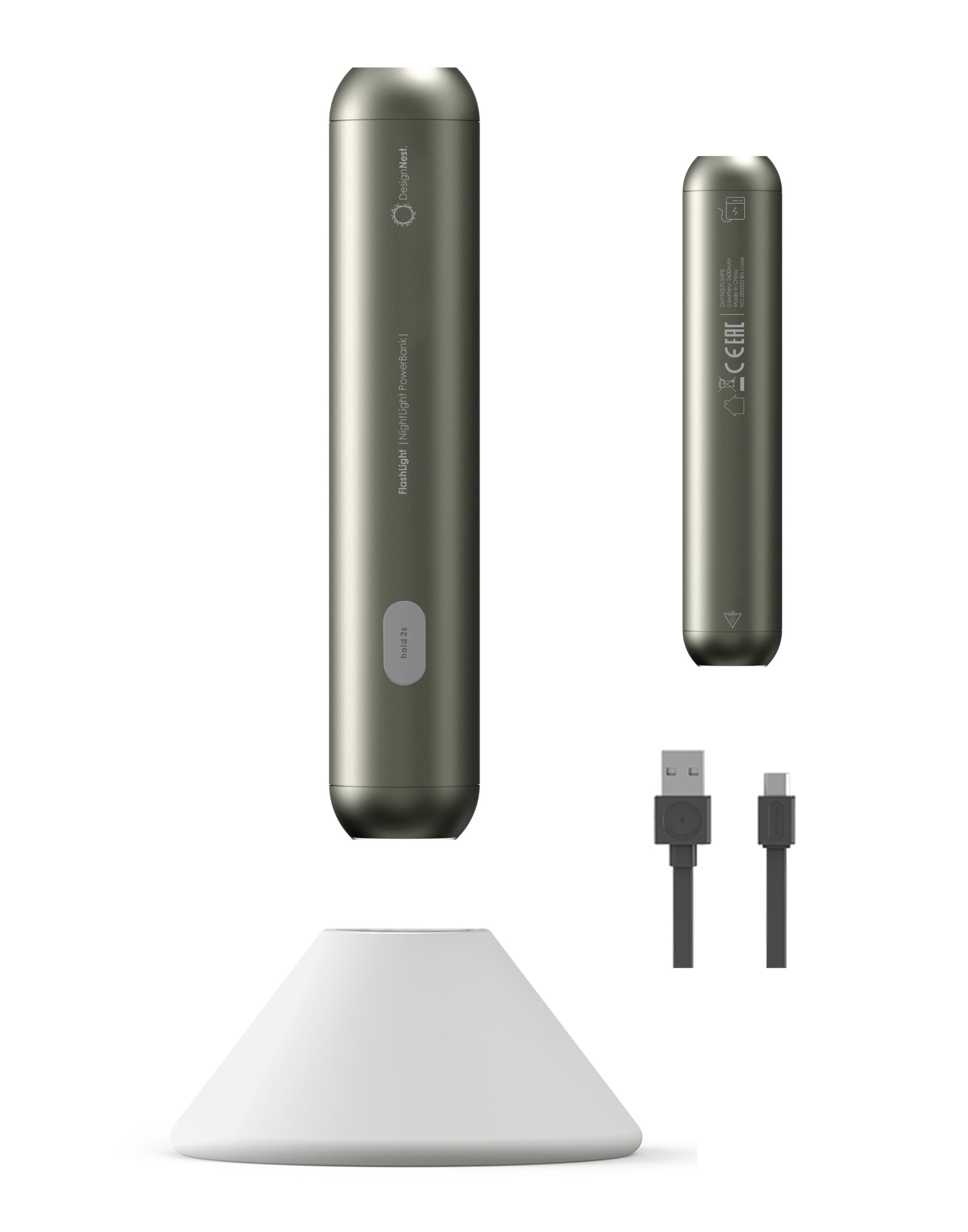 DesignNest Flashlight Nightlight LED Dimmable Night Lights, Gray