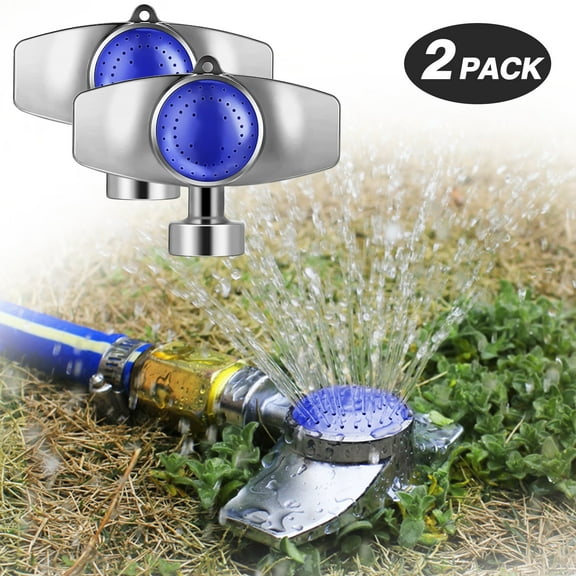 FlashWee Metal Spot Water Sprinkler, 360 Degree Square Circle Pattern Sprinkler with Gentle Water Flow for Small Area Yard Lawn Garden Watering 2 Pack