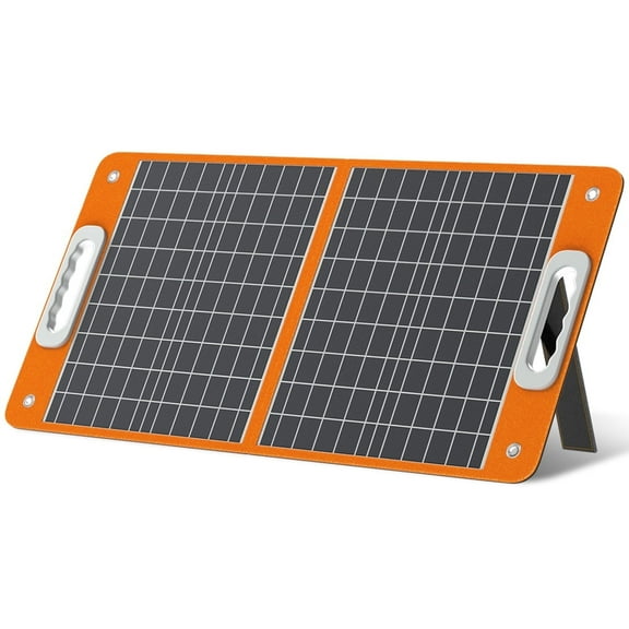 Flashfish 60W Portable Solar Panel for Power Station, 18V Foldable Solar Charger with Adjustable Kickstand & Type-C USB Output for Outdoor Charging Camping