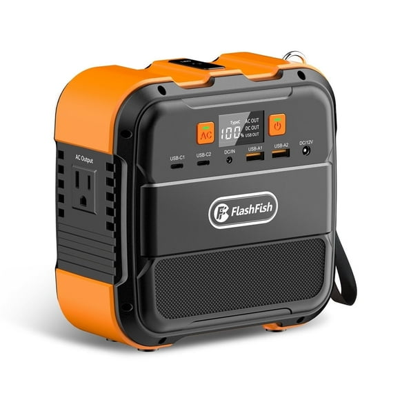 Flashfish Portable Power Station Mini Solar Generator, 98Wh 26400mAh Lithium Battery, 120W 110V AC Outlets with LED Light Backup Battery For Camping Outdoor