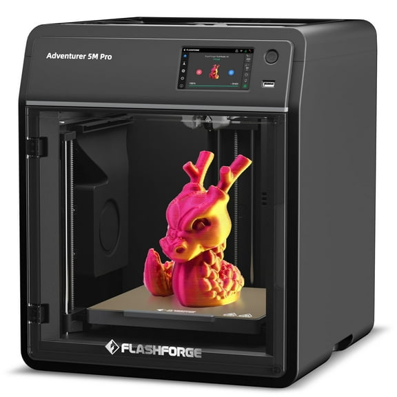 Flashforge Adventurer 5M Pro High Speed PLA, FLEXIBLE, ABS 3D Printer with Quick-Release Nozzles & 50dB Casing