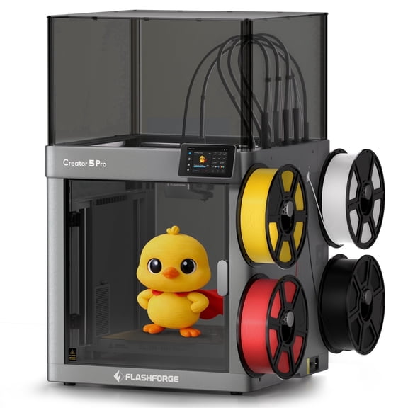 Flashforge Creator 5 Pro 3D Printer, 4-Nozzle Multi-Color & Multi-material Printer, 500% Faster, Zero Purge Waste for Multi-Scenario
