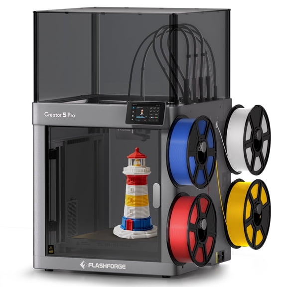 Flashforge Creator 5 Pro 4-Nozzle Multi-Color 3D Printer & 600mm/s High Speed Multi-material Printer, Zero Purge Waste for Multi-Scenario