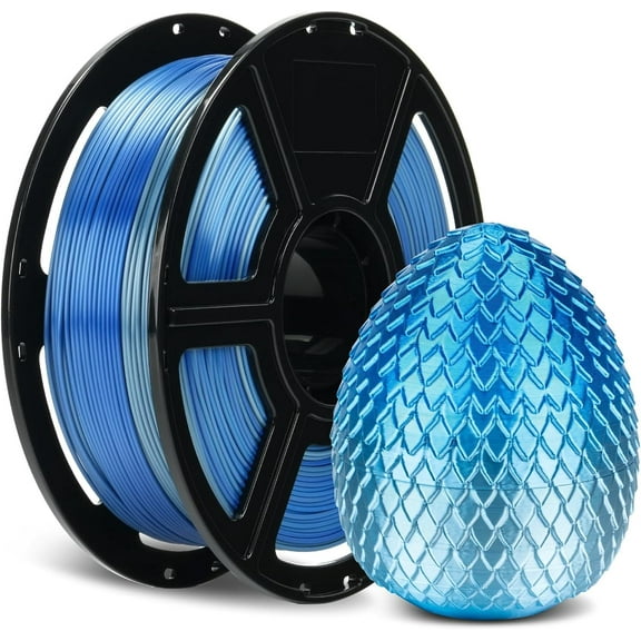 Flashforge Silk PLA Filament 1.75mm, 1KG/2.2lbs Silk PLA 3D Printer Filament, Blue to Silver Gradient