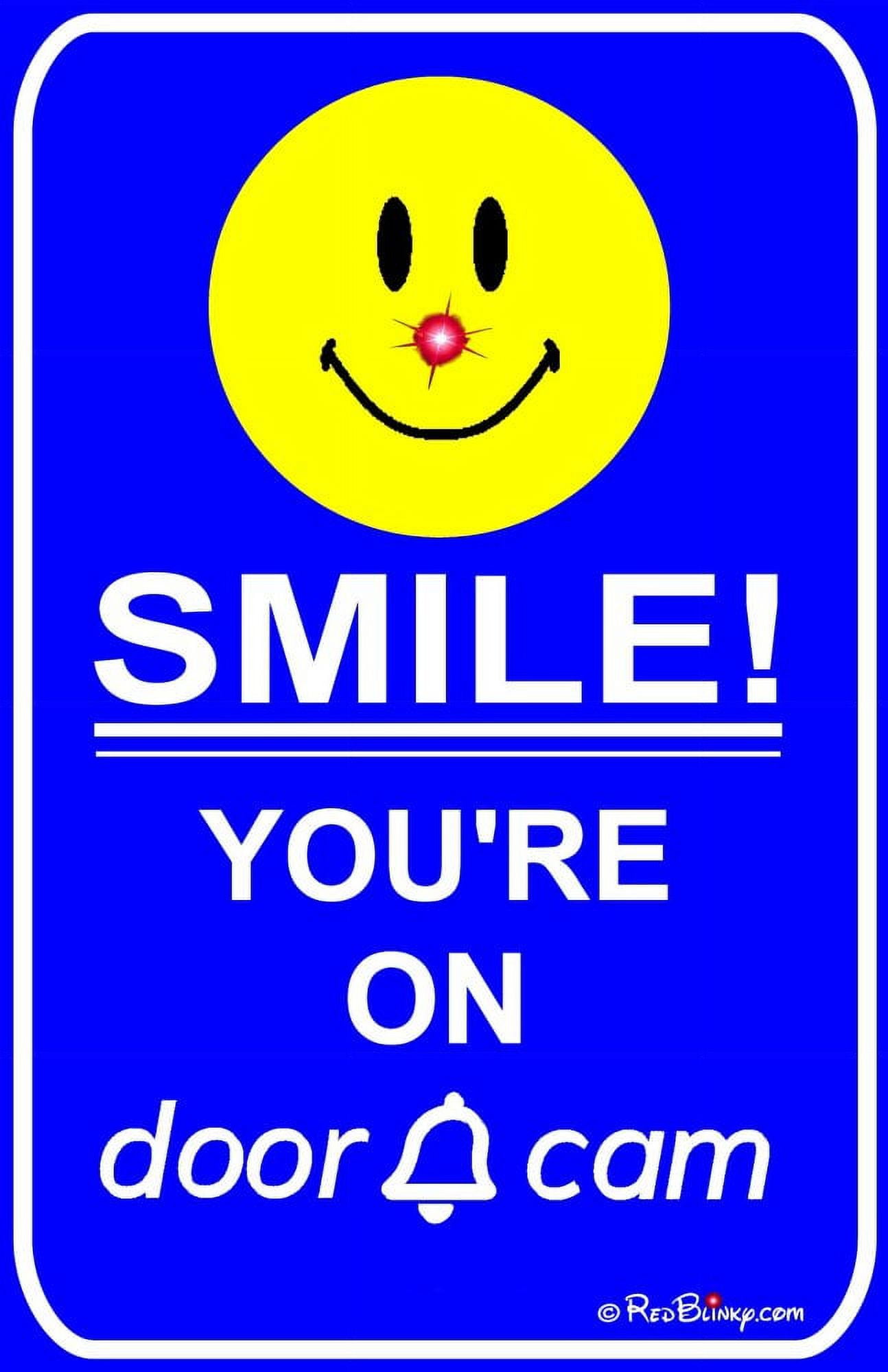 Flashing Blinking Red LED Blue and White Laminated Camera Doorbell Sign