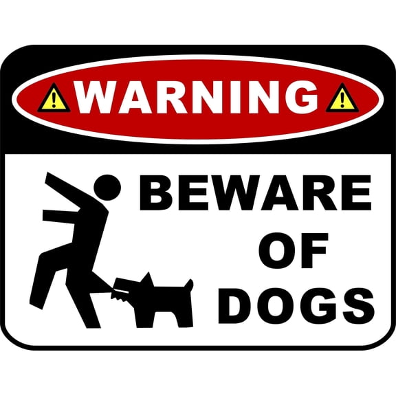 Flashing Blinking Red LED Laminated Funny Sign Warning Beware of Dogs