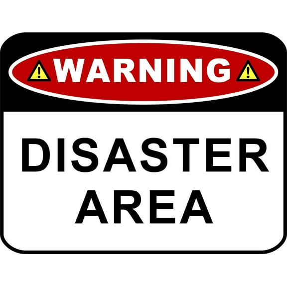 Flashing Blinking Red LED Laminated Funny Sign Warning Disaster Area
