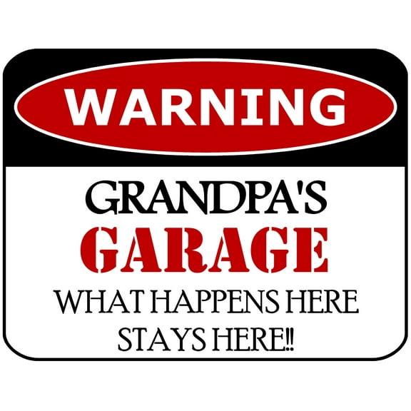 Flashing Blinking Red LED Laminated Funny Sign Warning Grandpa's Garage What Happens Here Stays Here