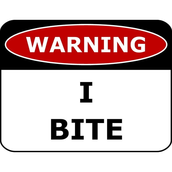 Flashing Blinking Red LED Laminated Funny Sign Warning I Bite