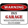 thumbnail image 1 of Flashing Blinking Red LED Laminated Funny Sign Warning Pa's Garage What Happens Here Stays Here, 1 of 5