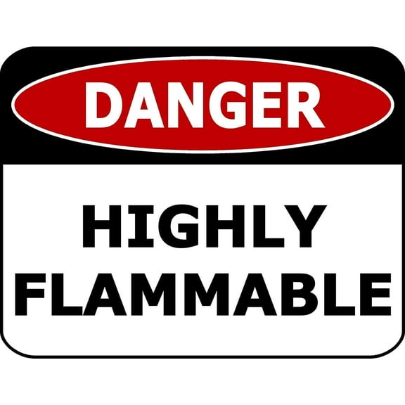Flashing Blinking Red LED Laminated Sign Danger Highly Flammable