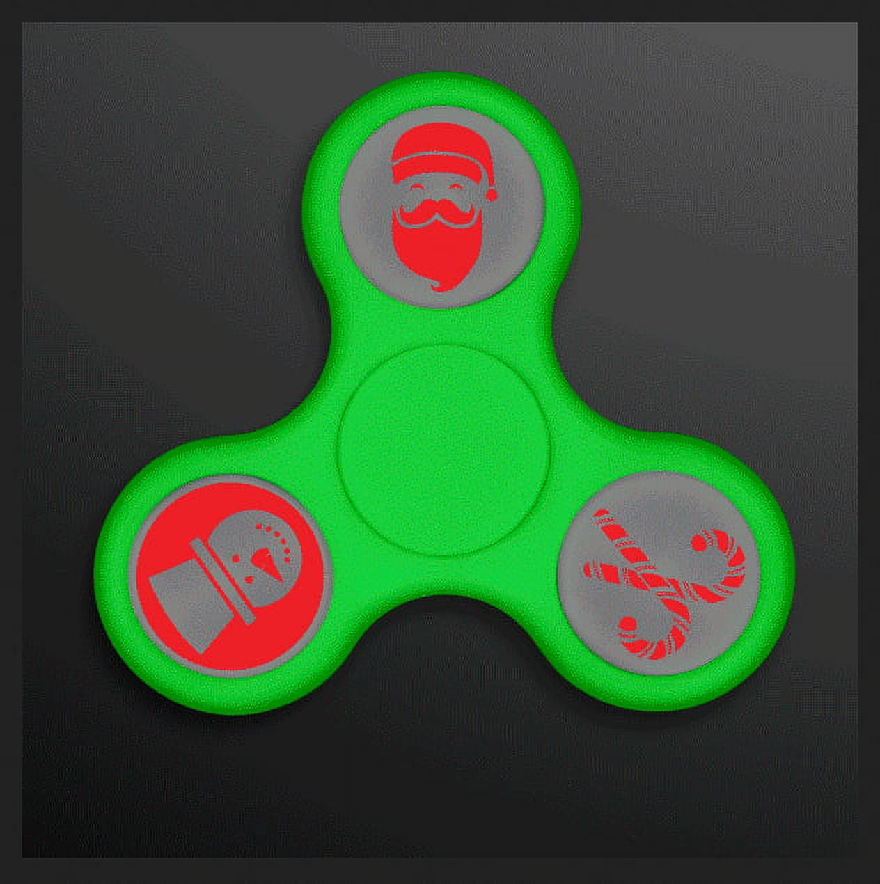 Flashing Green Christmas Candy Cane Santa Snowman Tri Fidget Spinner