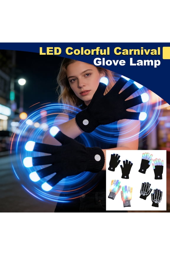 Flashing LED Rave Gloves with 7 Color Light Show,Light Up Finger Gloves with Fingertip LEDs,Touchscreen Compatible Knitted Glow Gloves for Parties,Concerts,Festivals,Night Events Gloving Gloves