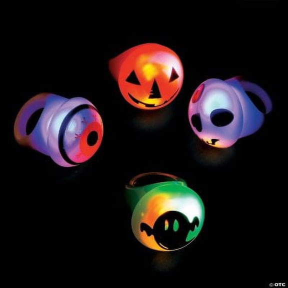 Flashing Light Up Halloween Rings - Jewelry - 12 Pieces