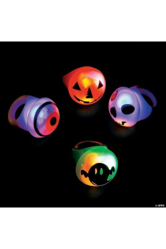 Flashing Light Up Halloween Rings - Jewelry - 12 Pieces