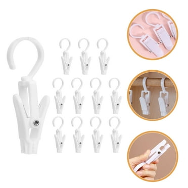 HONMEET Multipurpose Clip Hook White Plastic for Towel Hat Curtain Home Use 12Pcs