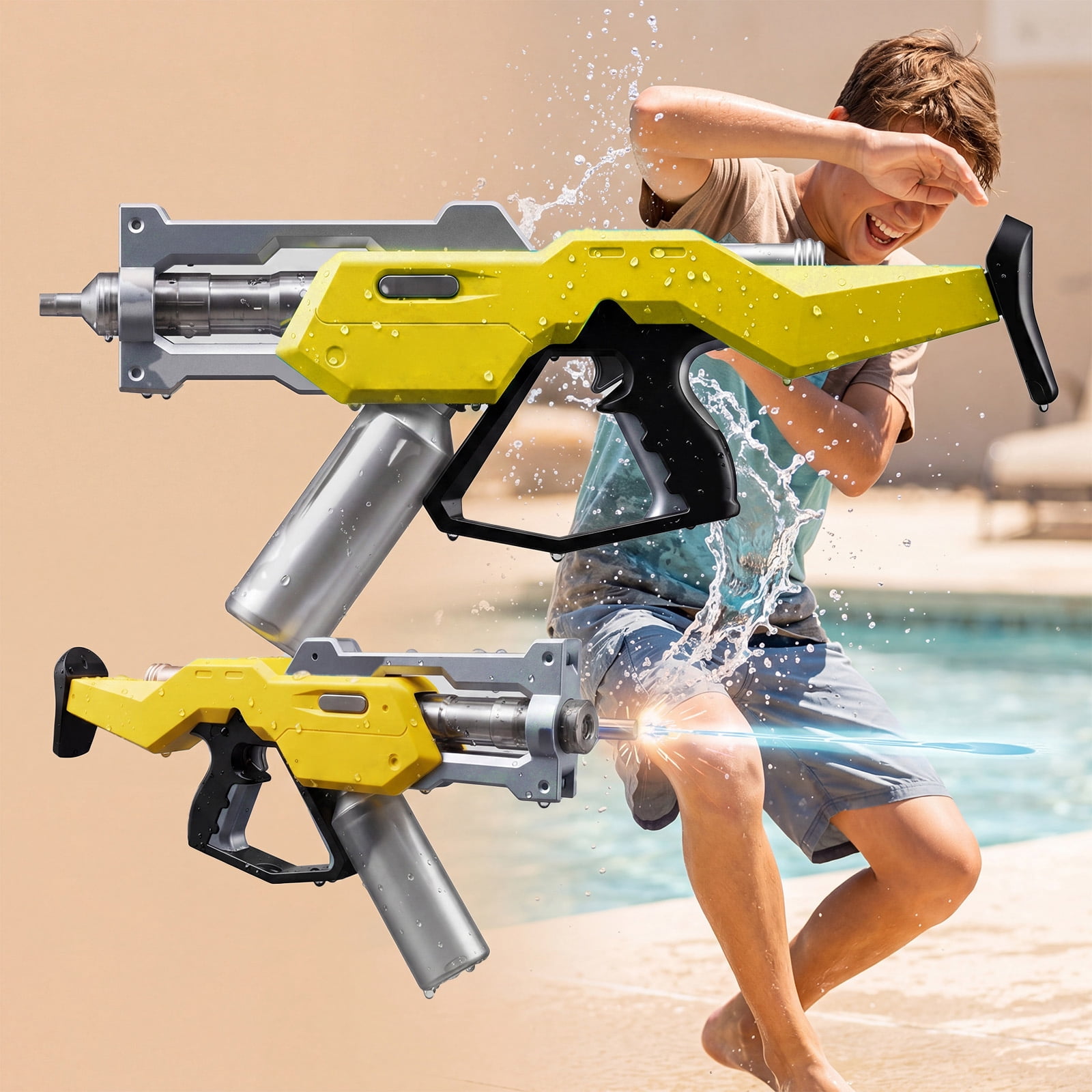 Flashing Light Water Blaster with Rapid Fire Action, High-Performance Summer Splash Shooter Toy for Outdoor Games