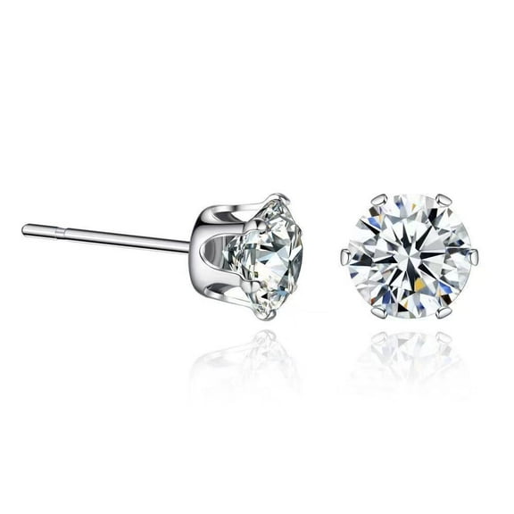 Flashing Moissanite Earrings 925 Sterling Silver Hexagonal Prong Setting White Diamond Simulated 8mm
