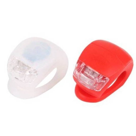 Flashing Panda Silicon Ez-Strap 2-LED Bike Lights Set - Front White & Red Rear for Bicycling, Cycling, Safety & Warning Lights (Red & White 2 LED each)
