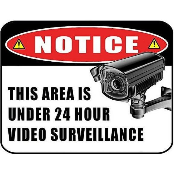 Flashing Red LED "Notice This Area Is Under 24 Hour Video Surveillance" 11 inch by 9.5 inch Laminated Sign