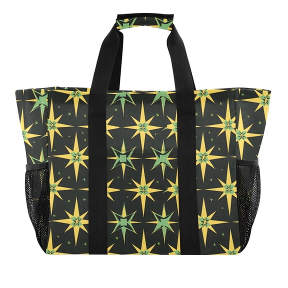 Flashing Stars Reusable Grocery Bags with Handle Side Pocket Waterproof Shopping Portable Tote