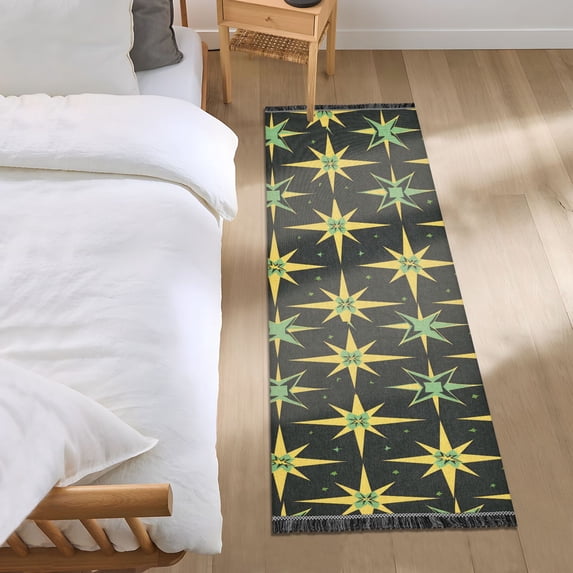 Flashing Stars Runner Area Rug 2x6 Soft Non-Slip Washable Bedside Carpet for Hallway Bedroom Living Room Home Decor