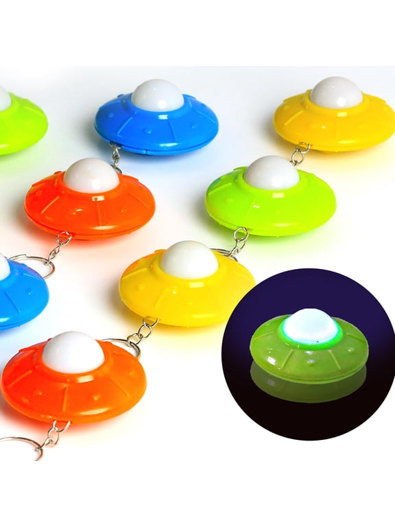Flashing UFO Keychain Set 30 Pcs Assorted Colors Party Favors Goodie Bag Fillers
