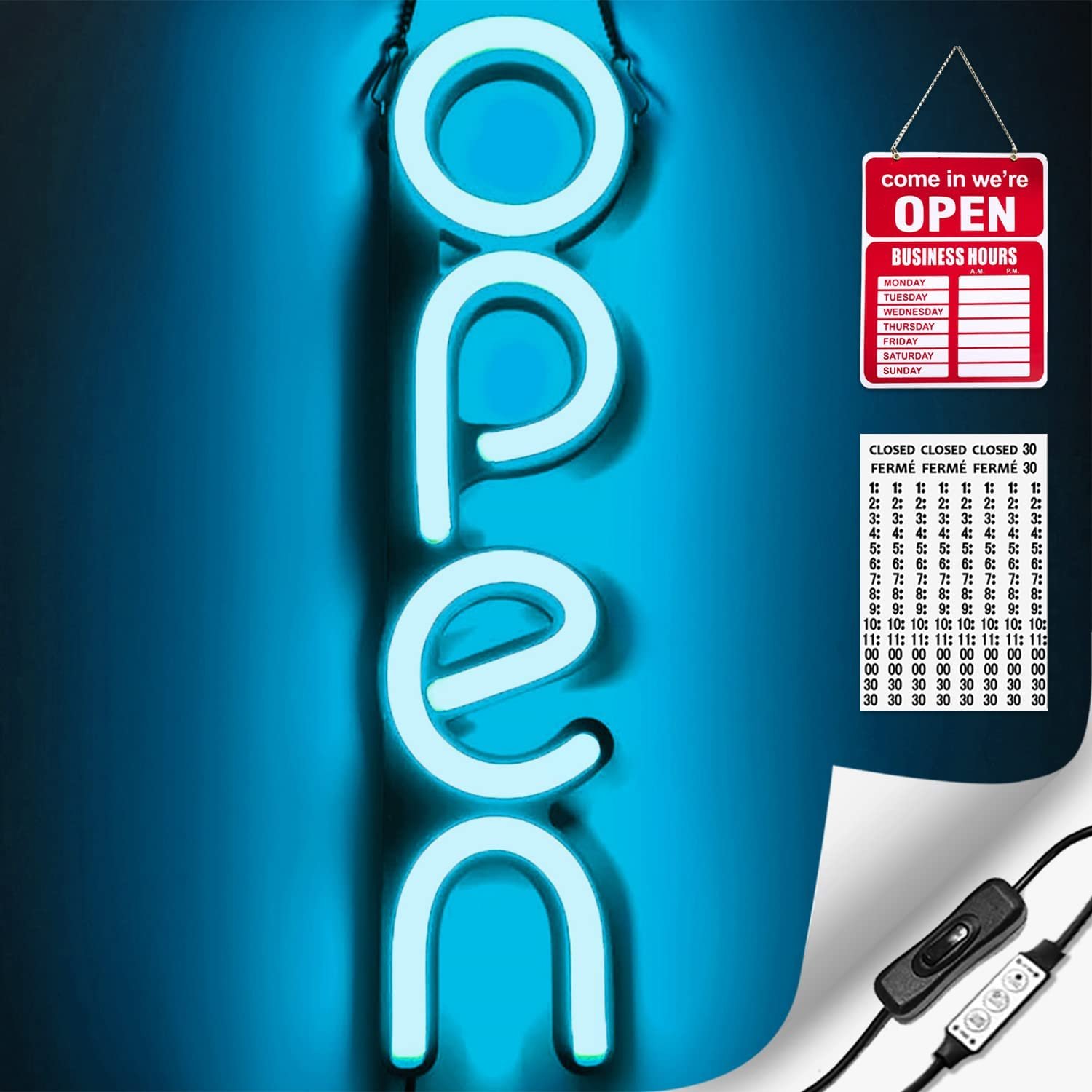 Flashing Vertical LED Neon Open Sign Light for Business with Switch ...