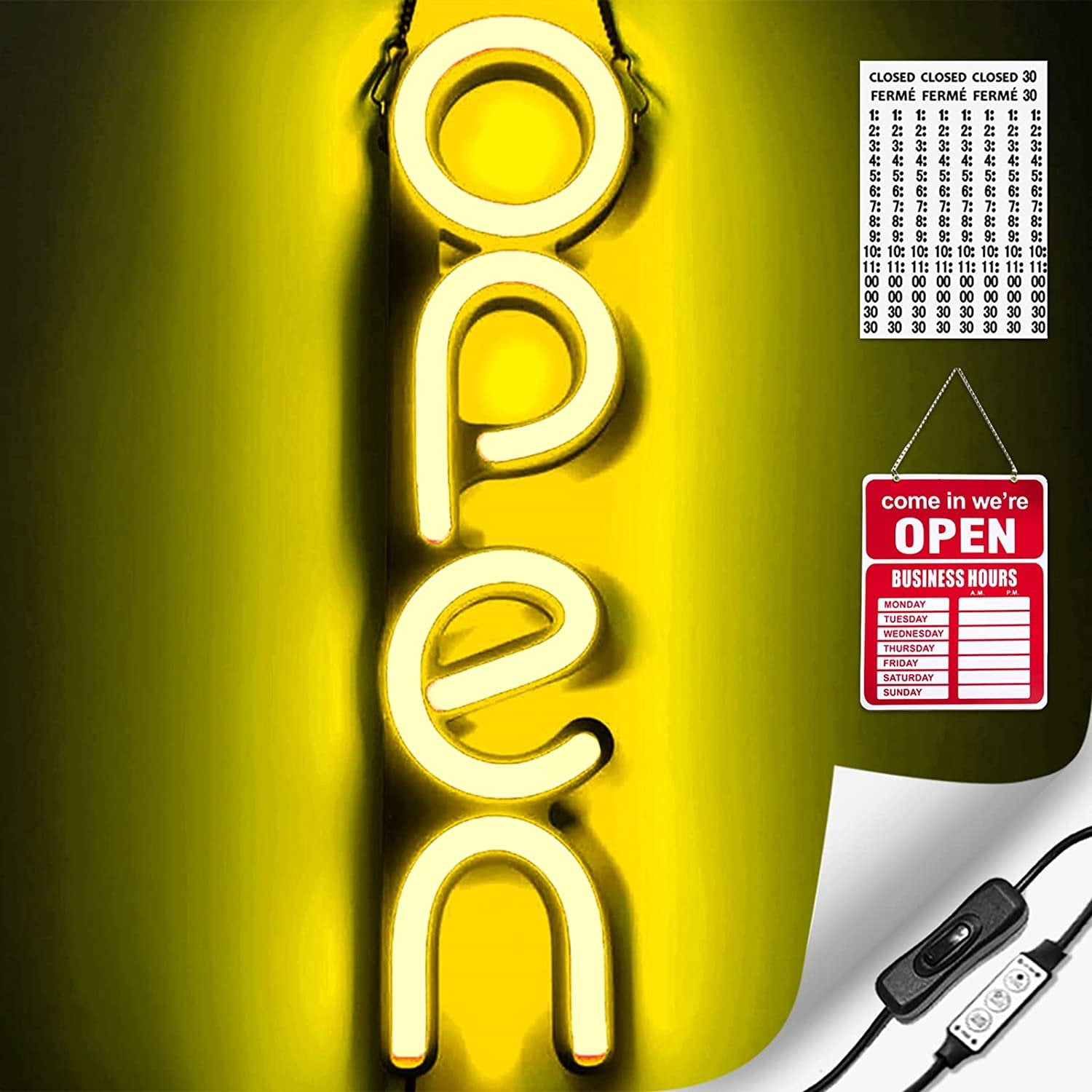 Flashing Vertical LED Neon Open Sign Light for Business with Switch ...