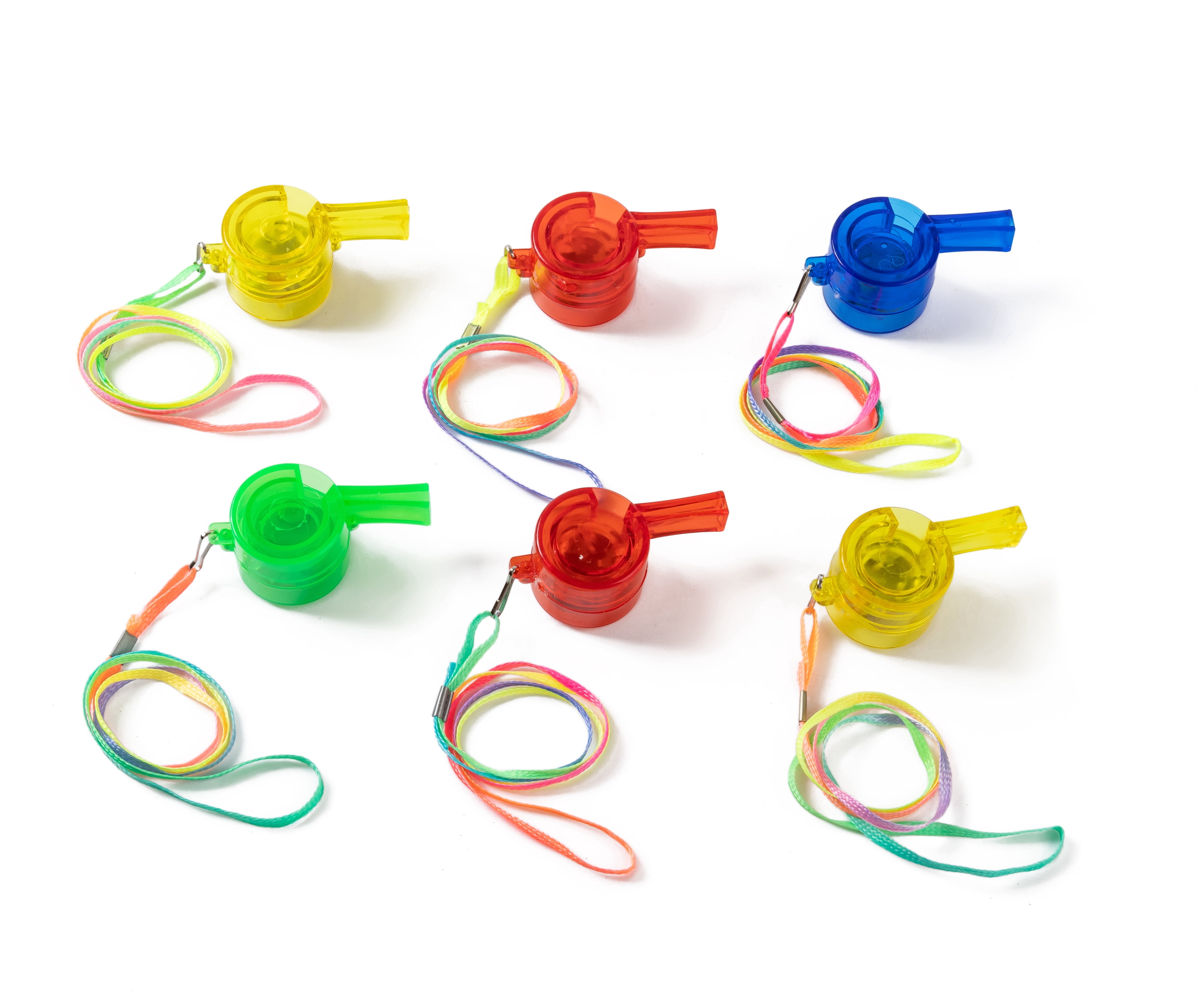 Way To Celebrate Light Up Flashing Whistle Party Favors, 6 Count LED Whistles with Lanyard
