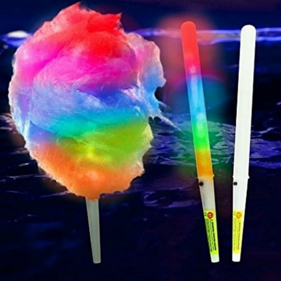 Flashing cotton candy cone, LED Glowing Reusable Colorful Glowing Cotton Candy Cones for Sugar Sticks, Marshmallow Sticks (2 Pieces)