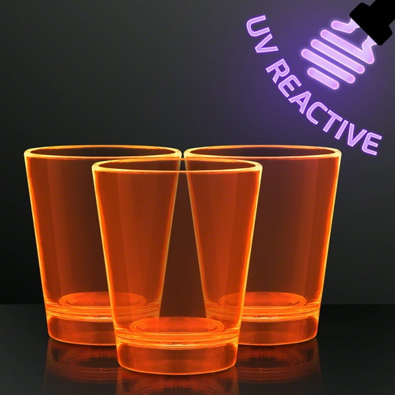 FlashingBlinkyLights 1.5 oz. Orange Glow Neon UV Reactive Shot Glasses (Set of 12)